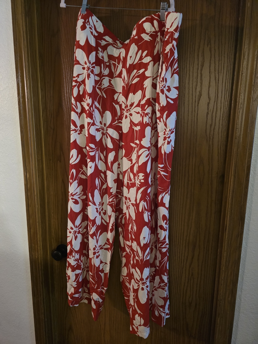 Red Floral Wide-Leg Pants